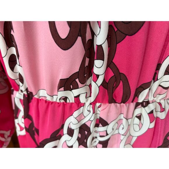 Pink 3/4 Sleeve Patterned Dress, UK Sizing XL Plus Size NWT - Picture 7 of 15